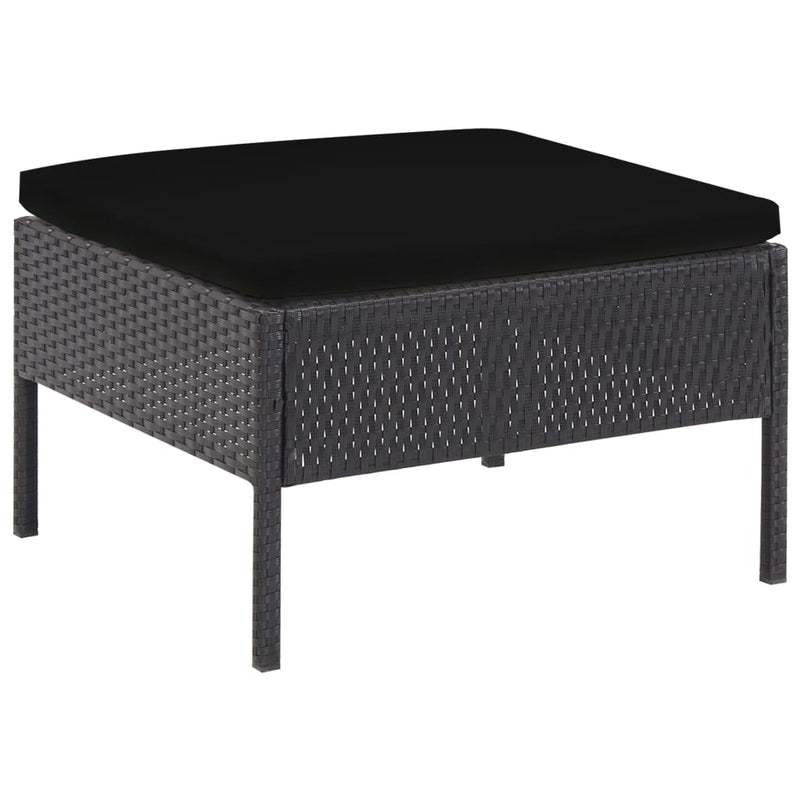 vidaXL 6 Piece Garden Lounge Set with Cushions Poly Rattan Black