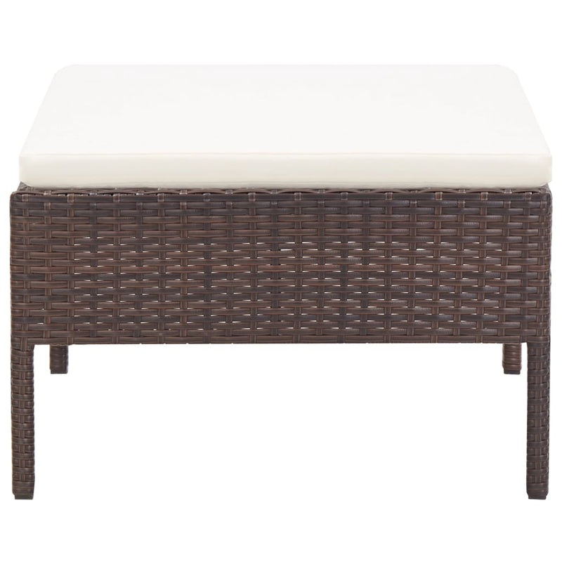 3 Piece Garden Lounge Set with Cushions Poly Rattan Brown