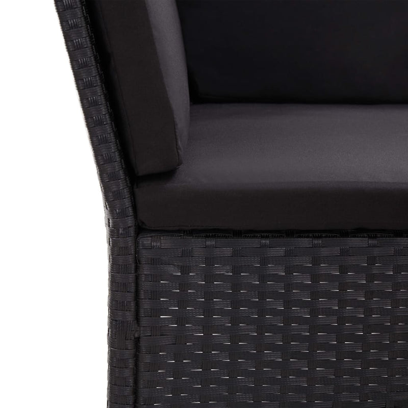 vidaXL 3 Piece Garden Lounge Set with Cushions Poly Rattan Black