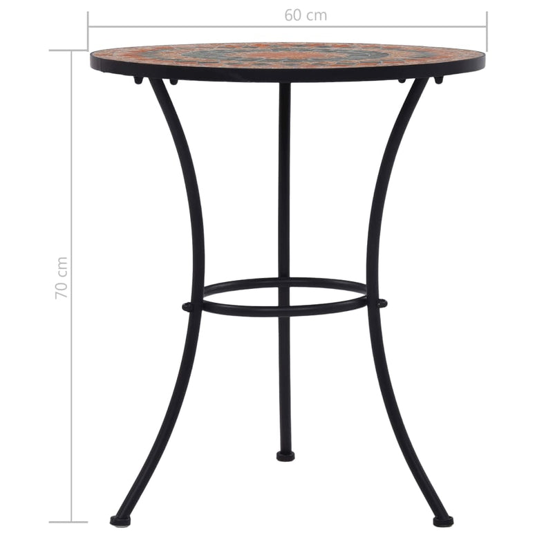 3 Piece Mosaic Bistro Set Ceramic Tile Orange/Grey