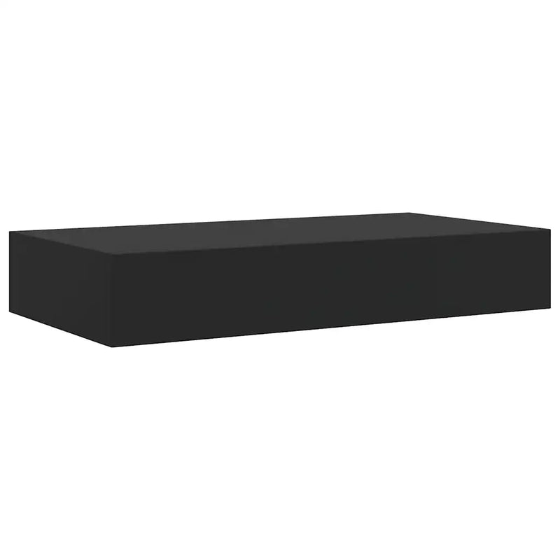 Floating Wall Shelf with Drawer Black 48x25x8 cm