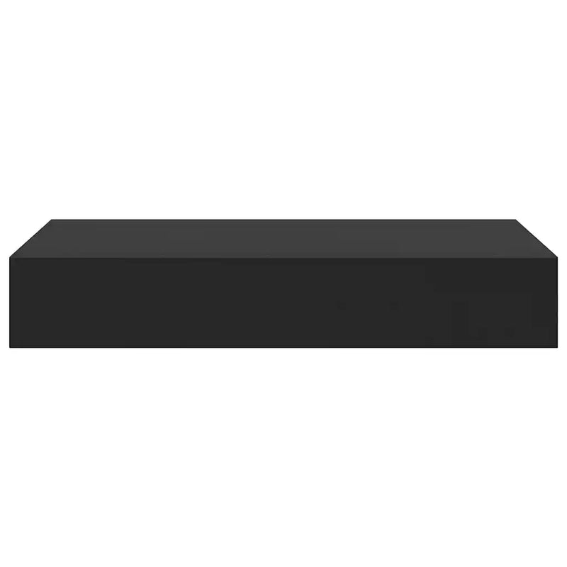 Floating Wall Shelf with Drawer Black 48x25x8 cm