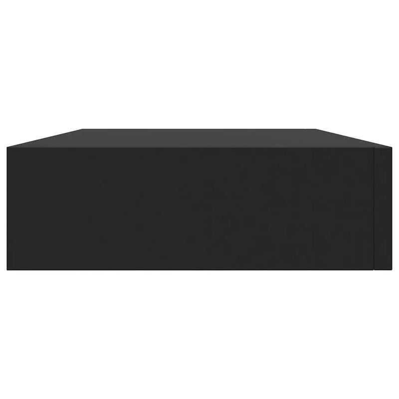 Floating Wall Shelf with Drawer Black 48x25x8 cm