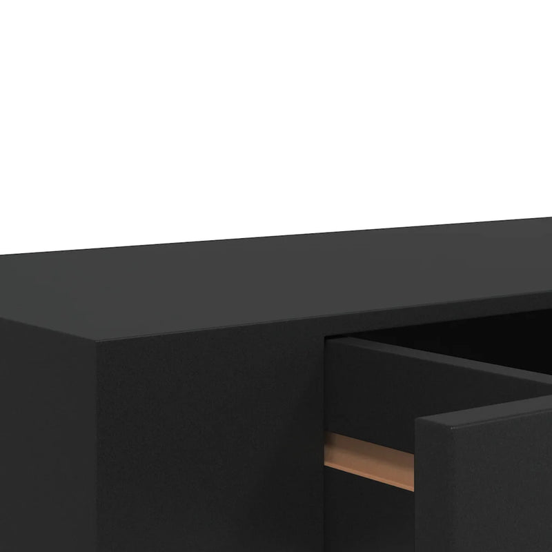 Floating Wall Shelf with Drawer Black 48x25x8 cm