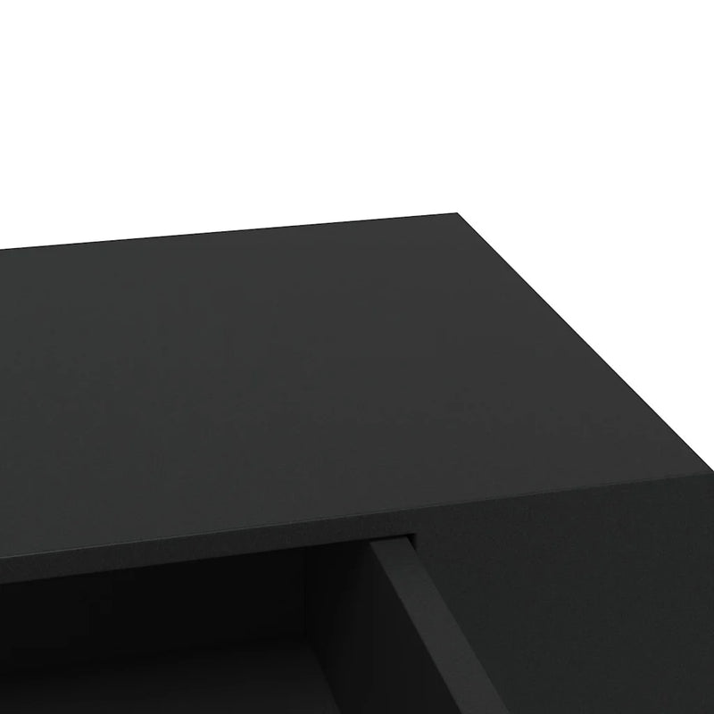 Floating Wall Shelf with Drawer Black 48x25x8 cm