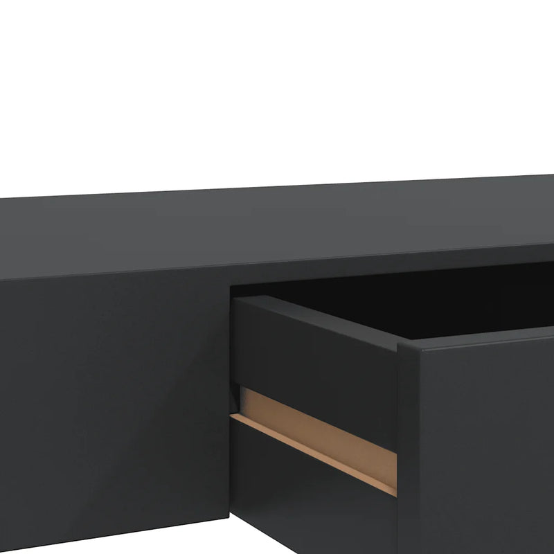 Floating Wall Shelf with Drawer Black 80x25x8 cm