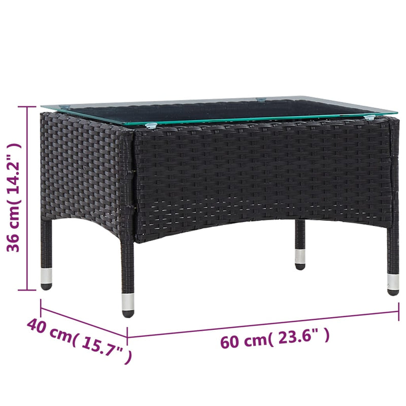 vidaXL 4 Piece Garden Lounge Set With Cushions Poly Rattan Black