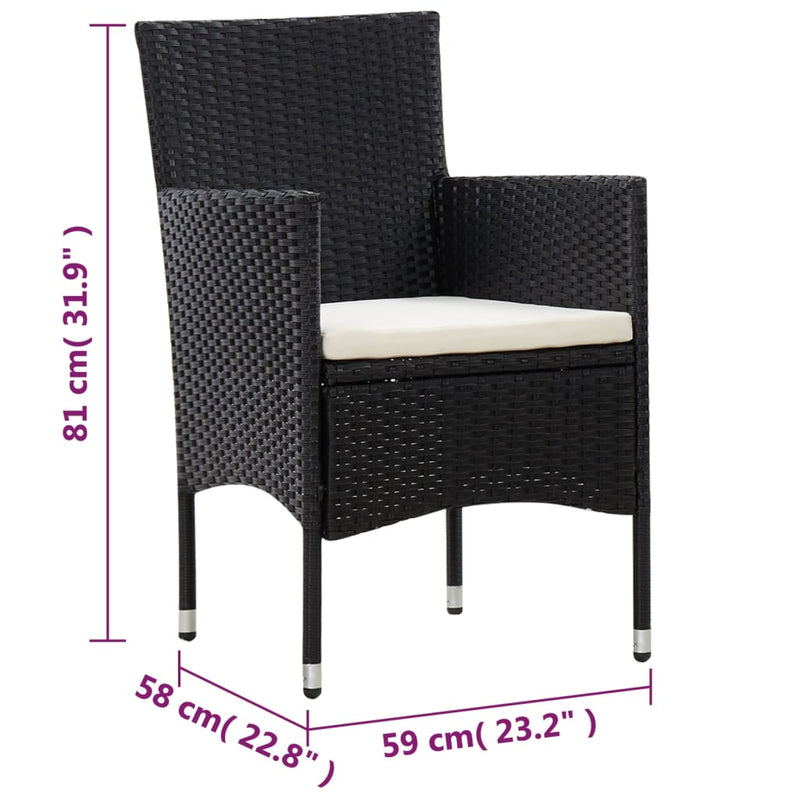 vidaXL 4 Piece Garden Lounge Set With Cushions Poly Rattan Black