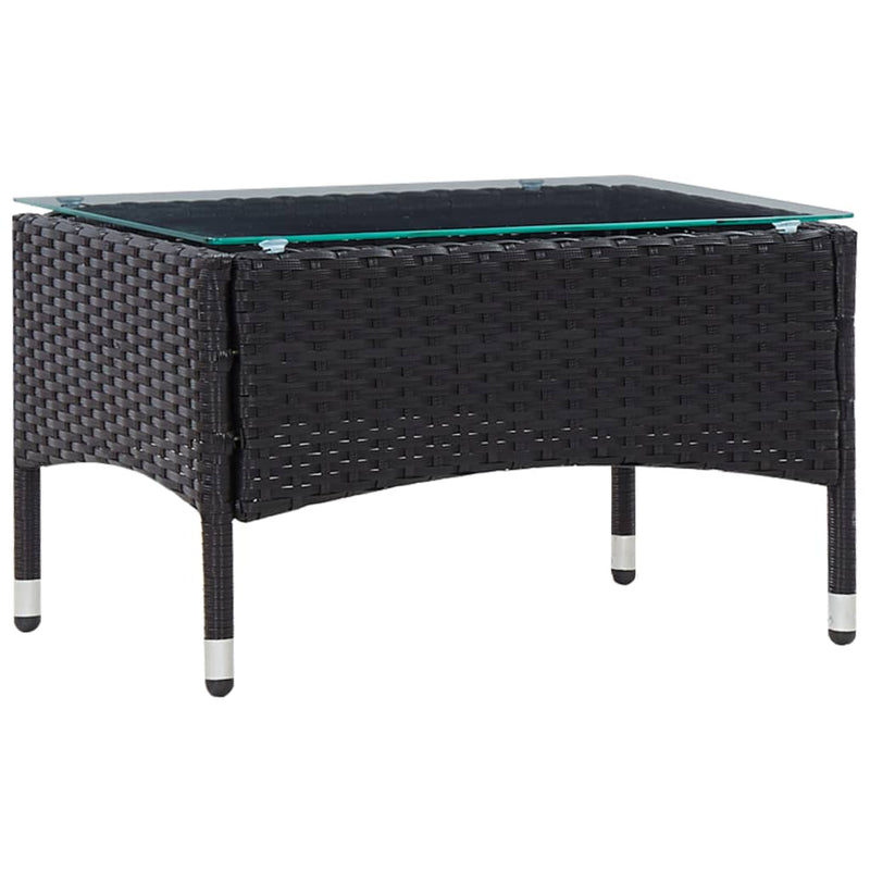 vidaXL 4 Piece Garden Lounge Set With Cushions Poly Rattan Black