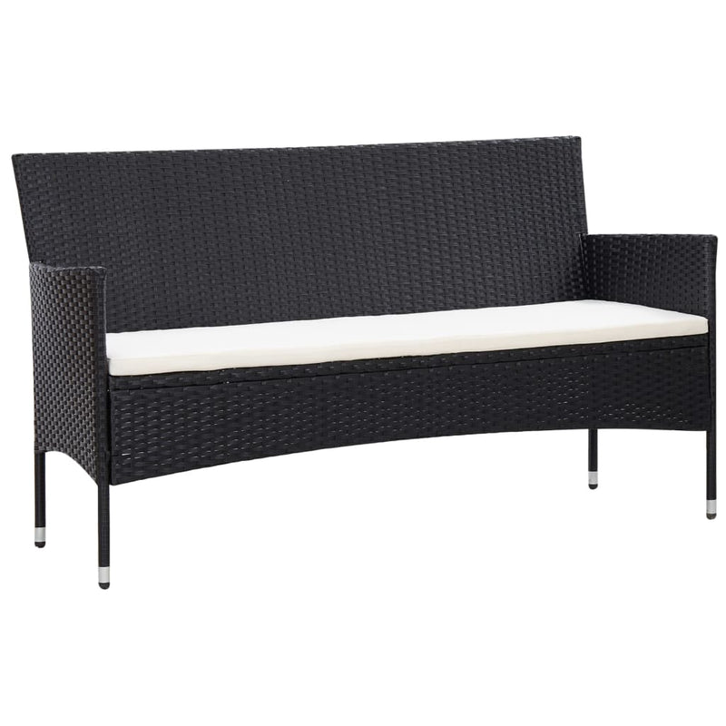 vidaXL 4 Piece Garden Lounge Set With Cushions Poly Rattan Black