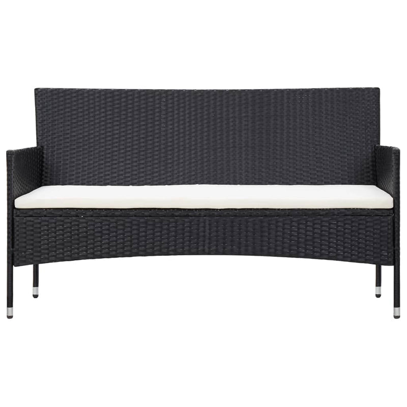 vidaXL 4 Piece Garden Lounge Set With Cushions Poly Rattan Black