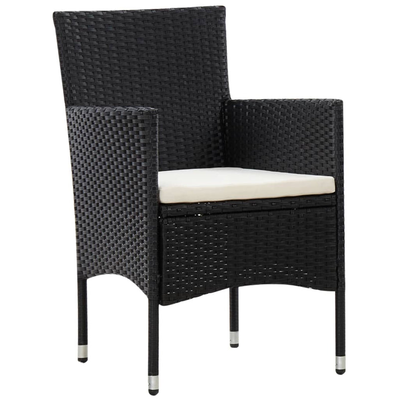 vidaXL 4 Piece Garden Lounge Set With Cushions Poly Rattan Black