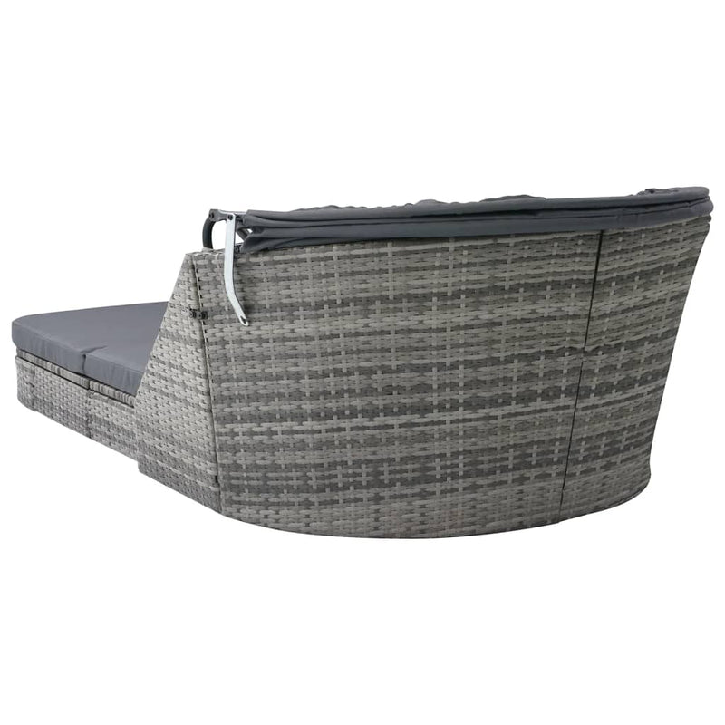 vidaXL Sun Lounger with Canopy Poly Rattan Anthracite