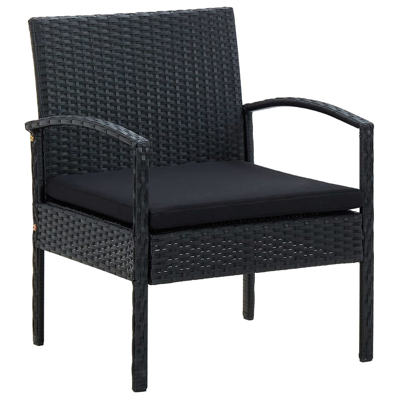 vidaXL 4 Piece Garden Lounge Set with Cushions Poly Rattan Black