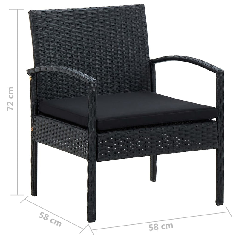 vidaXL 4 Piece Garden Lounge Set with Cushions Poly Rattan Black