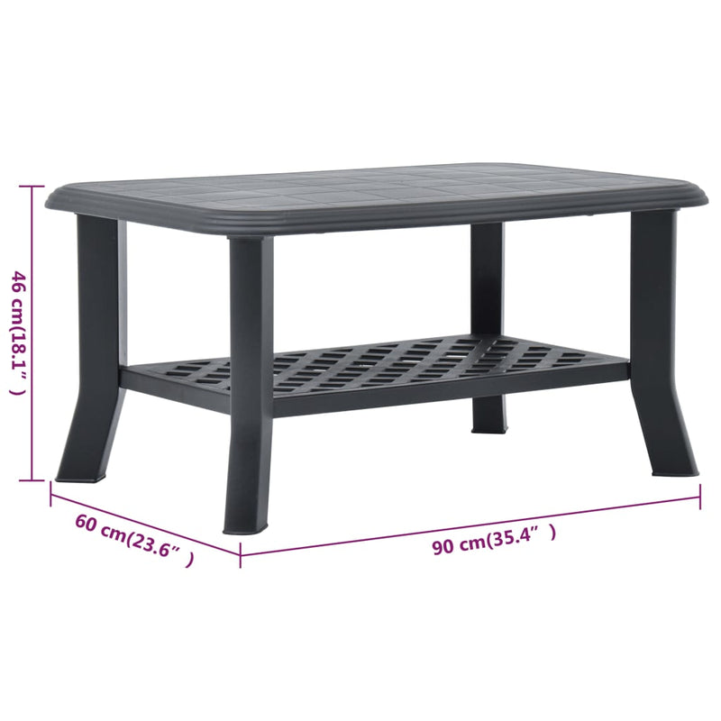 vidaXL Coffee Table Anthracite 90x60x46 cm Plastic