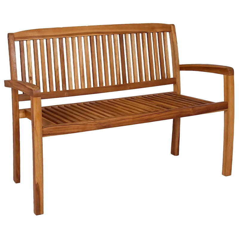 2-Seater Stacking Garden Bench 120 cm Solid Teak Wood