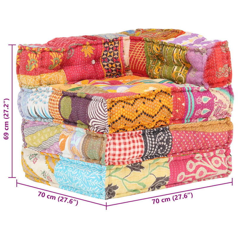 vidaXL Modular Pouffe Patchwork Fabric