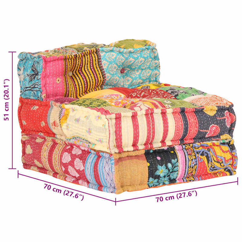 vidaXL Modular Pouffe Patchwork Fabric