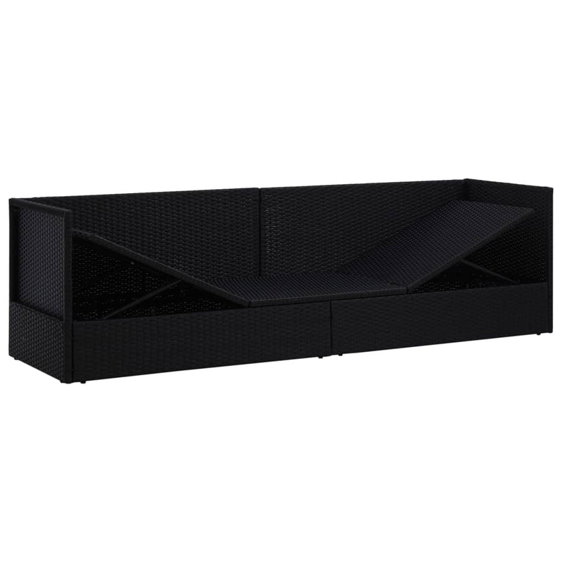 vidaXL Garden Bed with Cushion & Pillows Poly Rattan Black