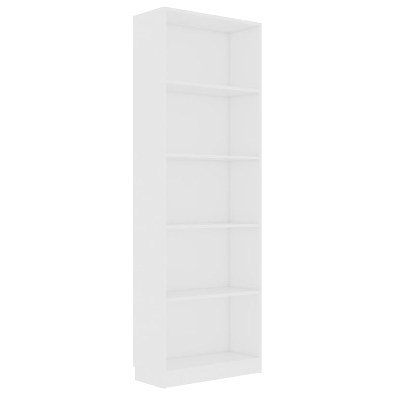 vidaXL 5-Tier Book Cabinet White 60x24x175 cm Engineered Wood