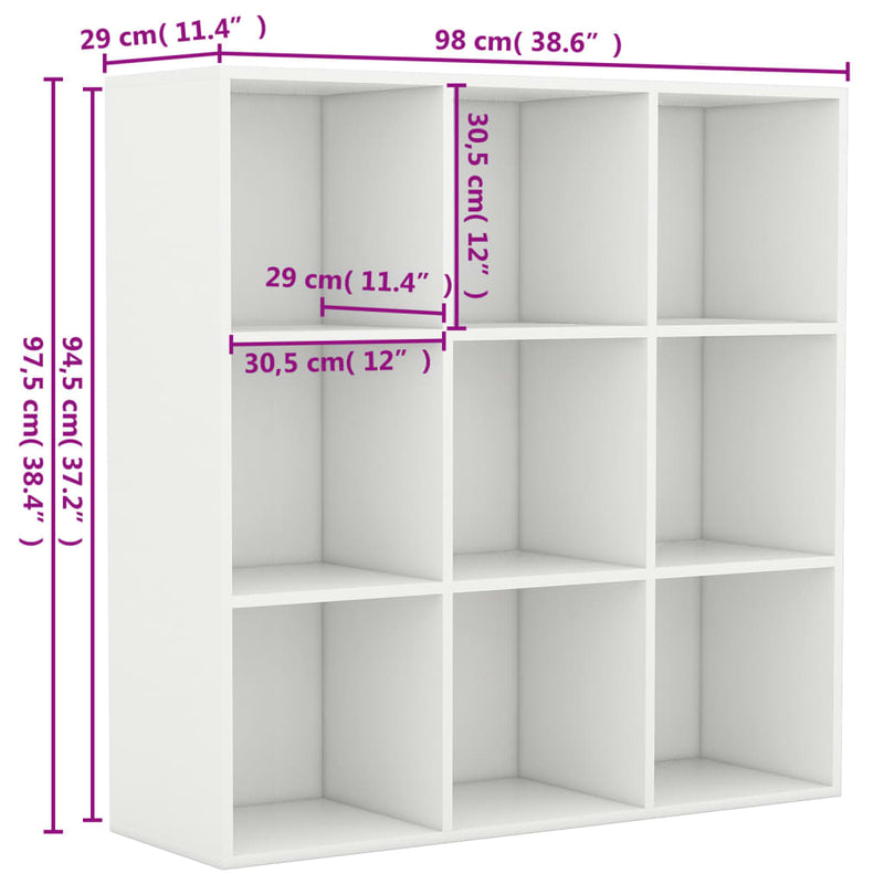 vidaXL Book Cabinet White 98x29x97.5 cm Engineered Wood