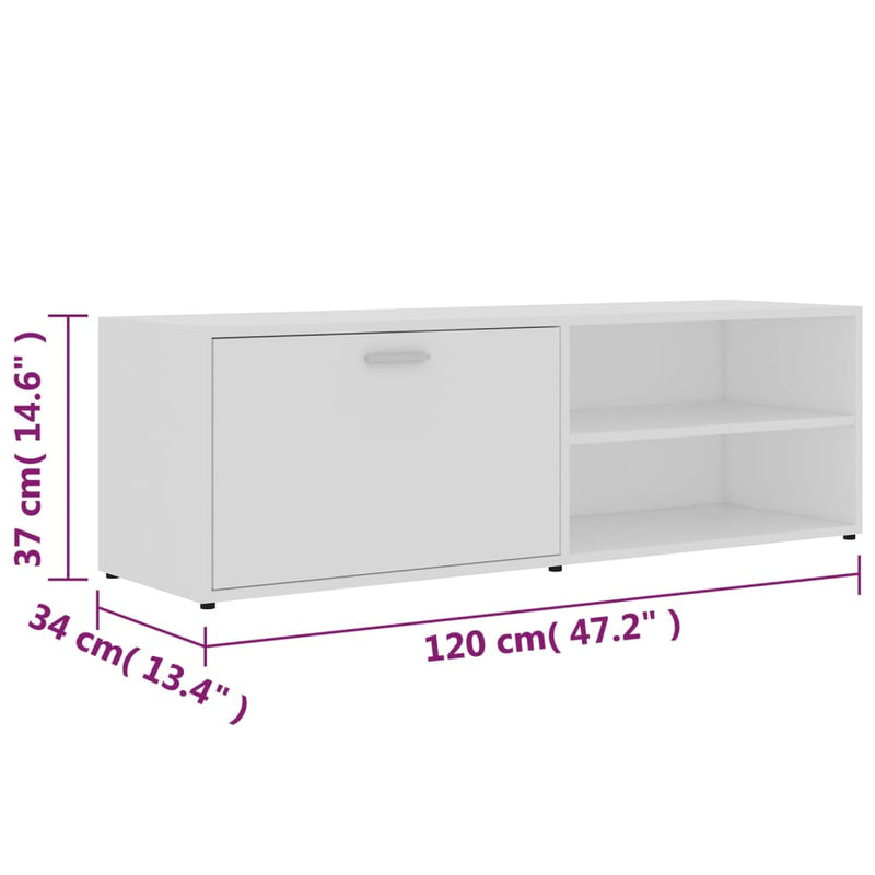 vidaXL TV Cabinet White 120x34x37 cm Engineered Wood