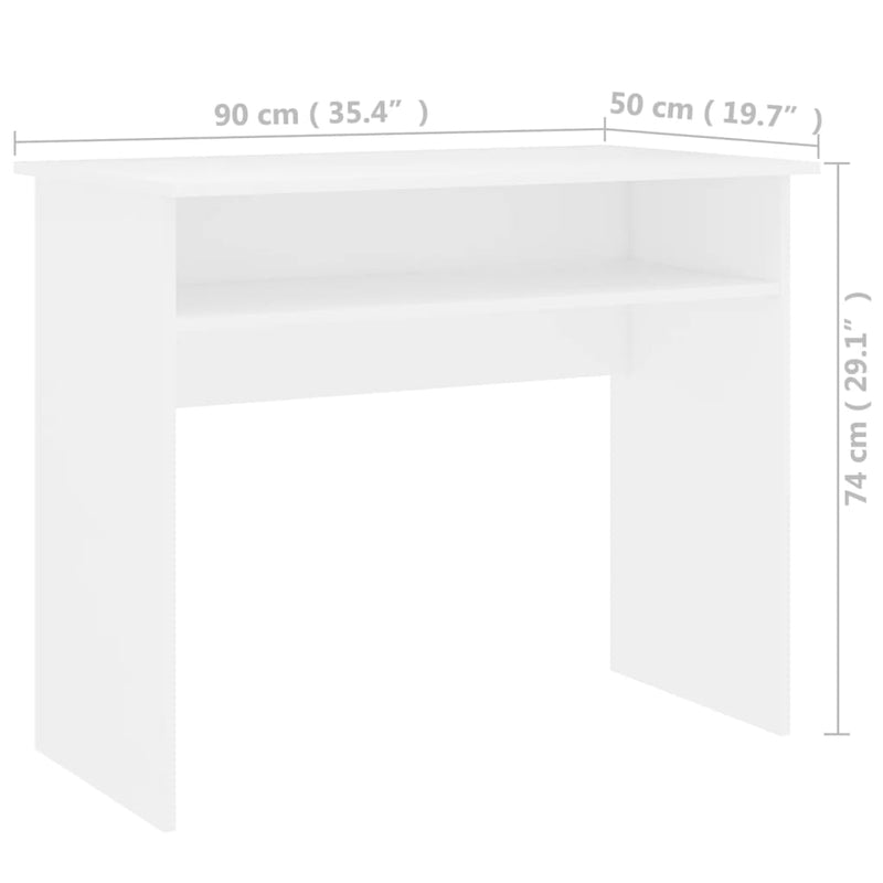 vidaXL Desk White 90x50x74 cm Engineered Wood