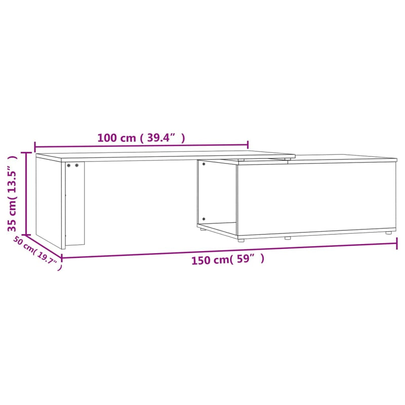 Coffee Table Sonoma Oak 150x50x35 cm Engineered Wood