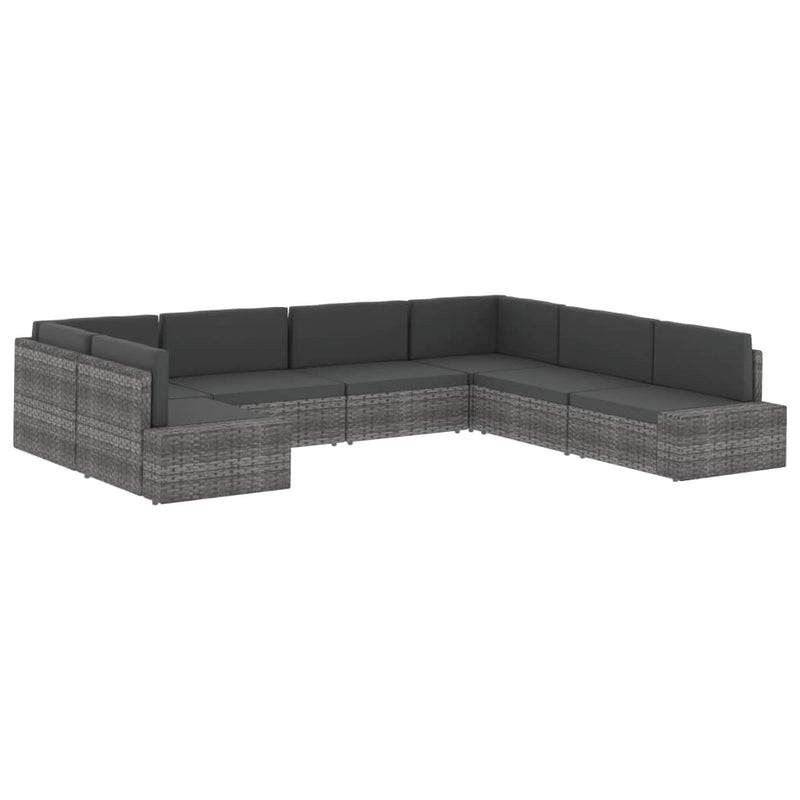 vidaXL Sectional Sofa 3-Seater Poly Rattan Black