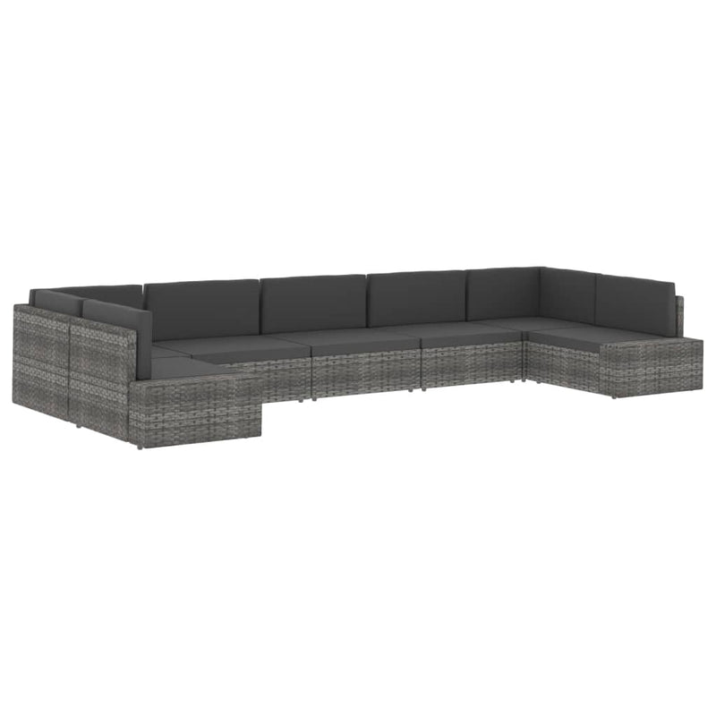 vidaXL Sectional Sofa 3-Seater Poly Rattan Black