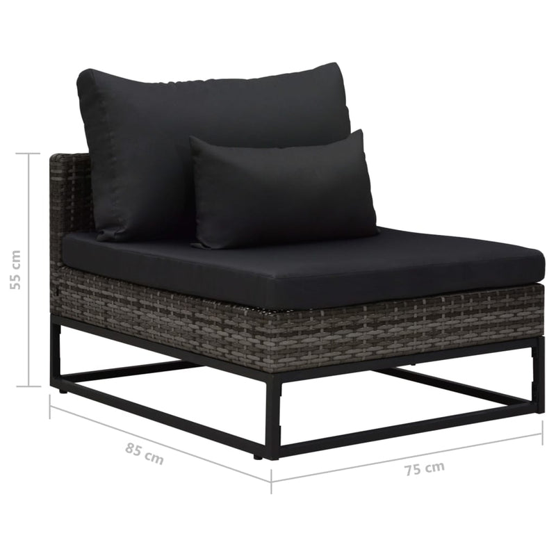 vidaXL 3 Piece Garden Sofa Set with Cushions Poly Rattan Grey