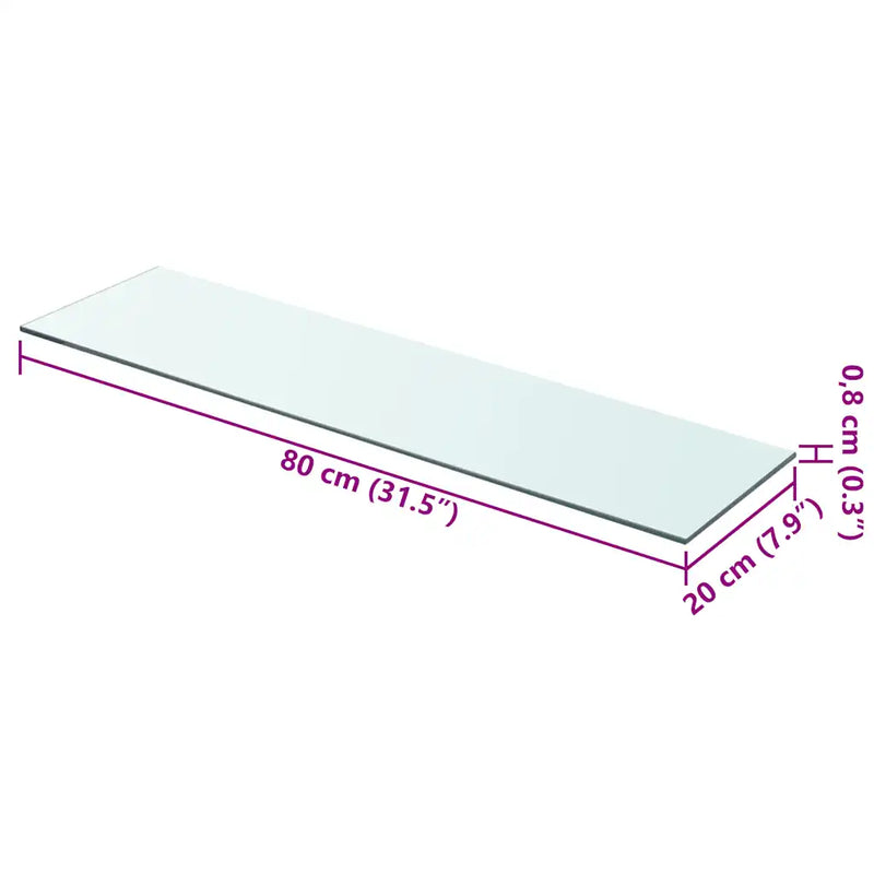 Shelves 2 pcs Panel Glass Clear 80x20 cm