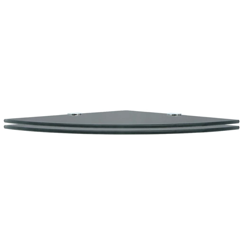 vidaXL Corner Shelves 2 pcs with Chrome Supports Glass Black 25x25 cm