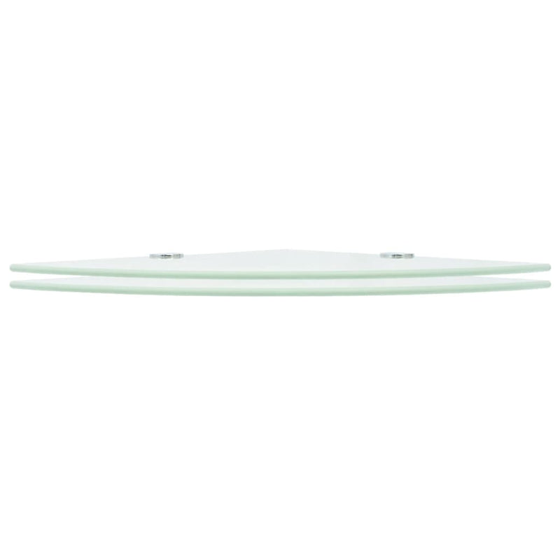vidaXL Corner Shelves 2 pcs with Chrome Supports Glass White 25x25 cm