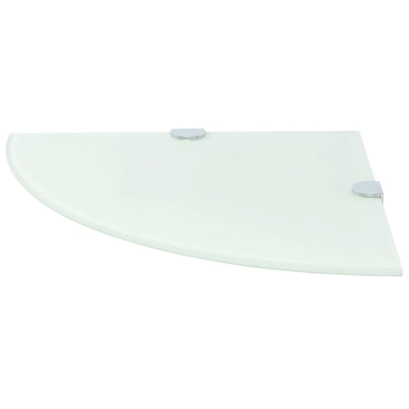 vidaXL Corner Shelves 2 pcs with Chrome Supports Glass White 25x25 cm