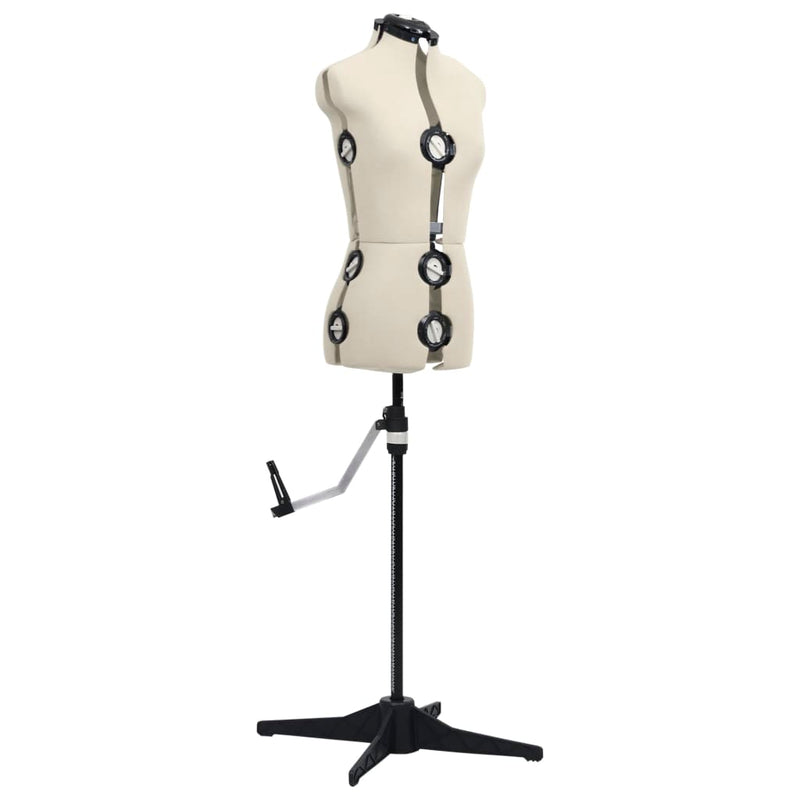 vidaXL Adjustable Dress Form Female Cream S Size 33-40