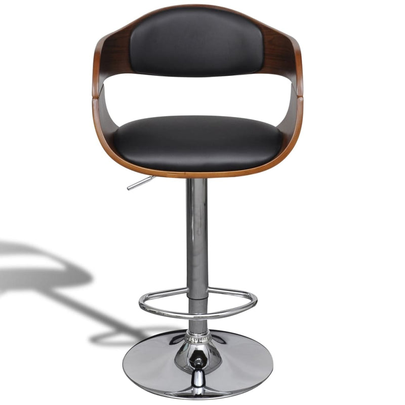 vidaXL Bar Stools 2 pcs Black Bent Wood and Faux Leather