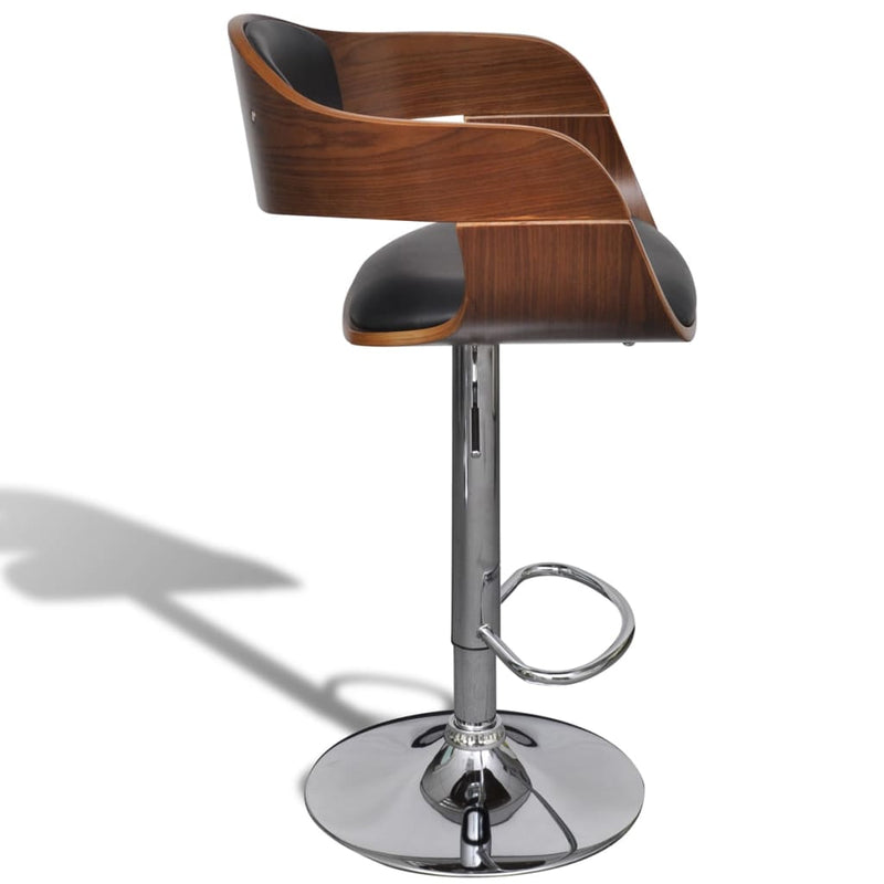 vidaXL Bar Stools 2 pcs Black Bent Wood and Faux Leather