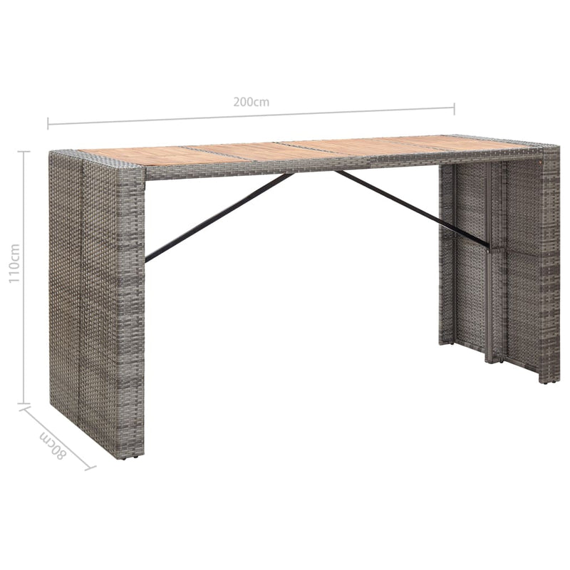 vidaXL 9 Piece Outdoor Bar Set Poly Rattan and Acacia Wood Grey
