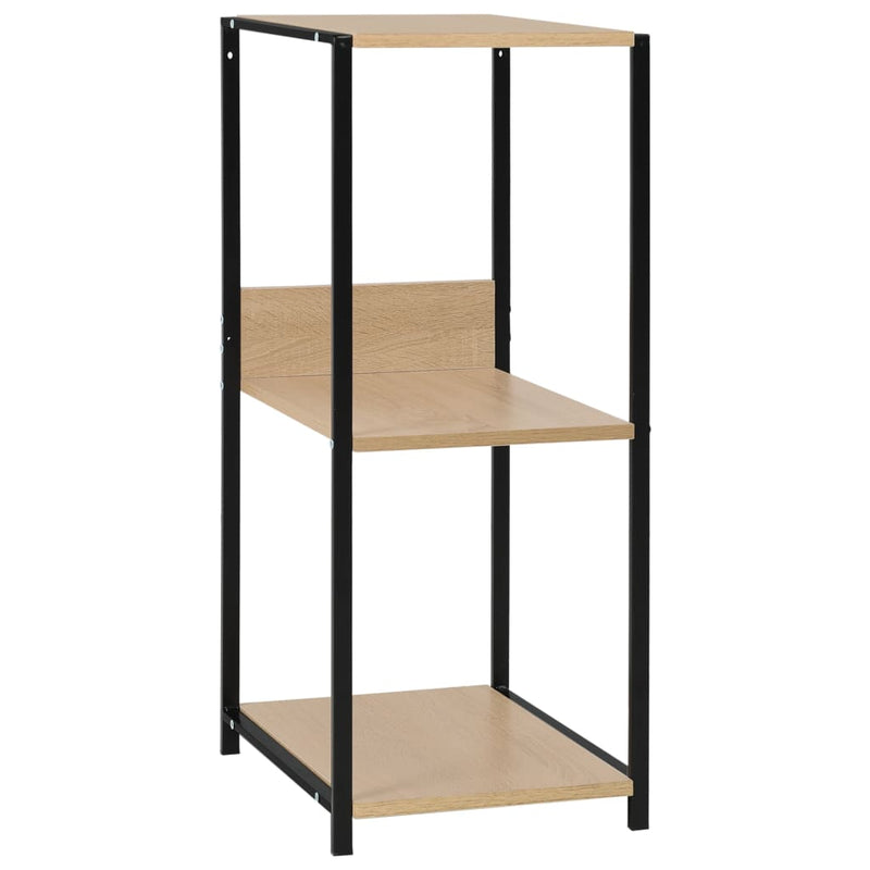 vidaXL Small Straight Book Shelf Black and Oak 33.5x39.6x79.7 cm Engineered Wood