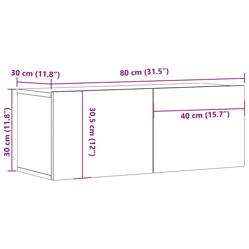 TV Cabinet White 80x30x30 cm Engineered Wood