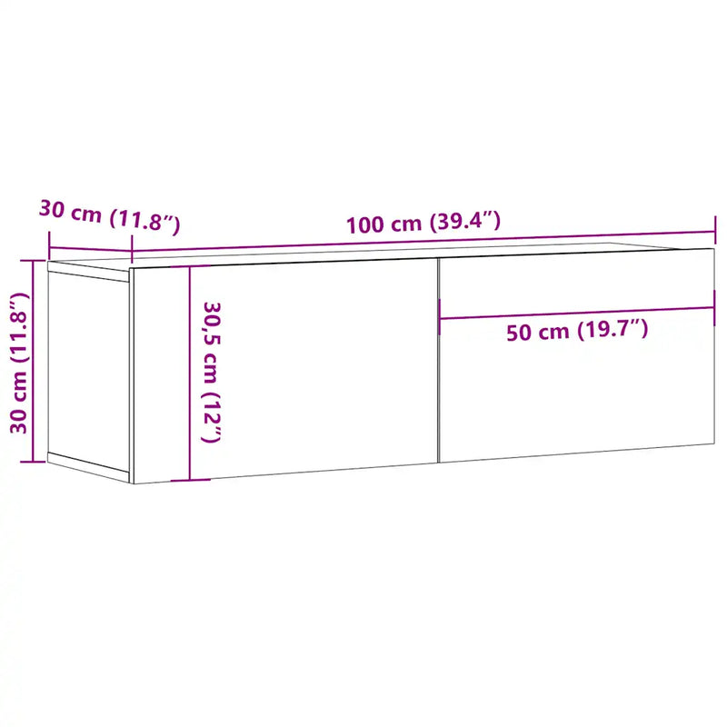 TV Cabinet Concrete Grey 100x30x30 cm Engineered Wood