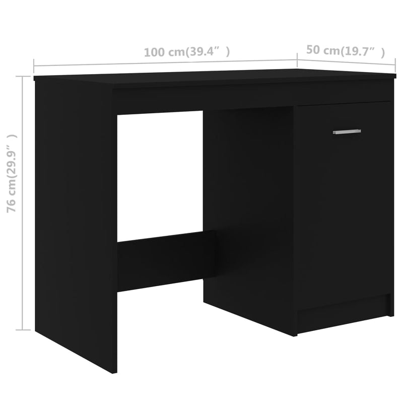 Desk Black 100x50x76 cm Engineered Wood