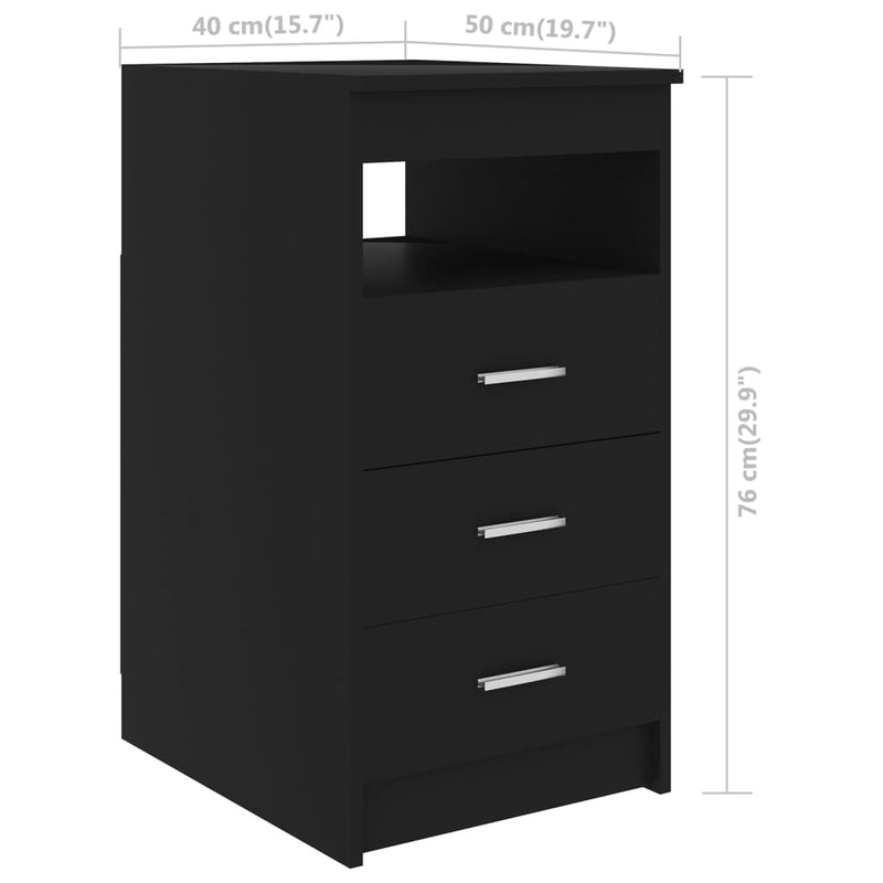 Drawer Cabinet Black 40x50x76 cm Engineered Wood