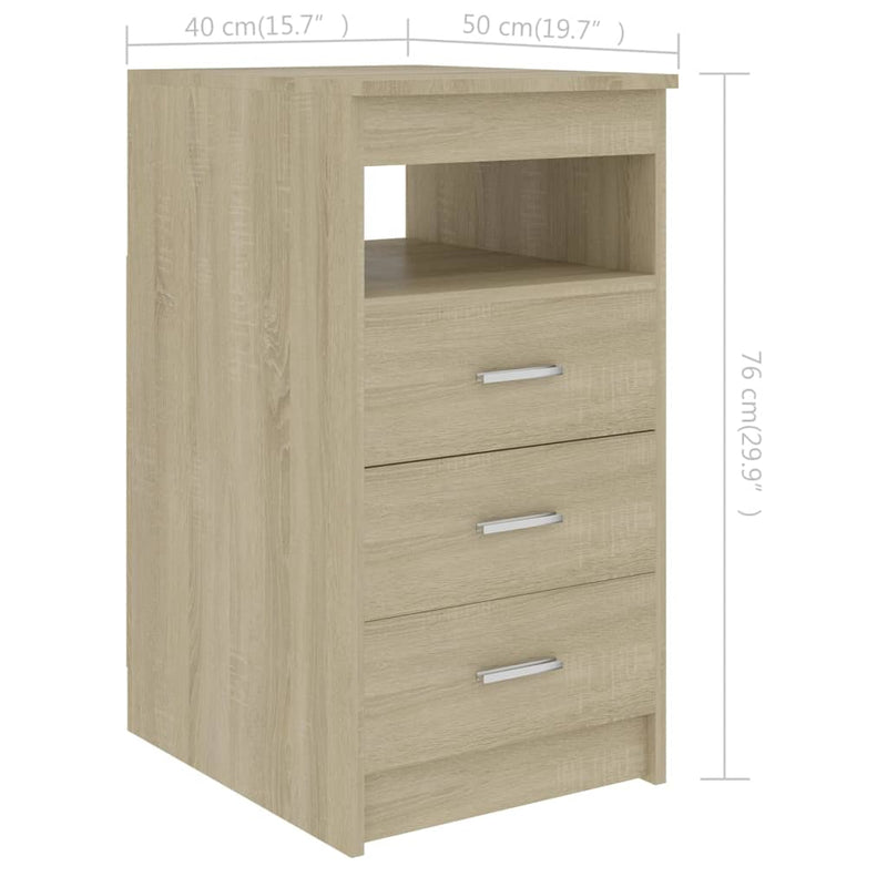vidaXL Drawer Cabinet Sonoma Oak 40x50x76 cm Engineered Wood