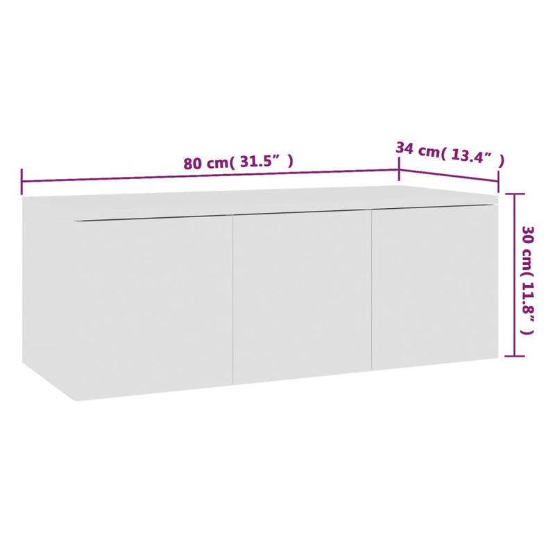 vidaXL TV Cabinet White 80x34x30 cm Engineered Wood