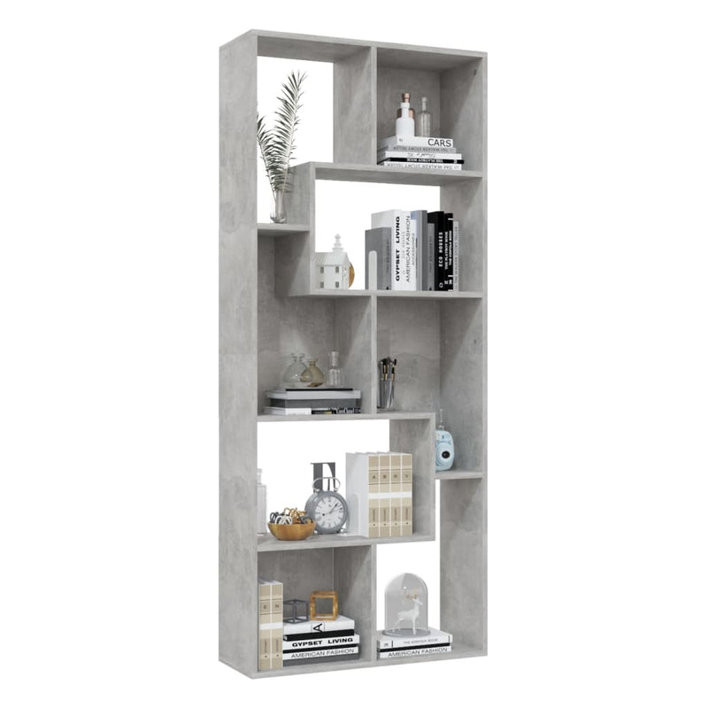 vidaXL Book Cabinet Concrete Grey 67x24x161 cm Engineered Wood