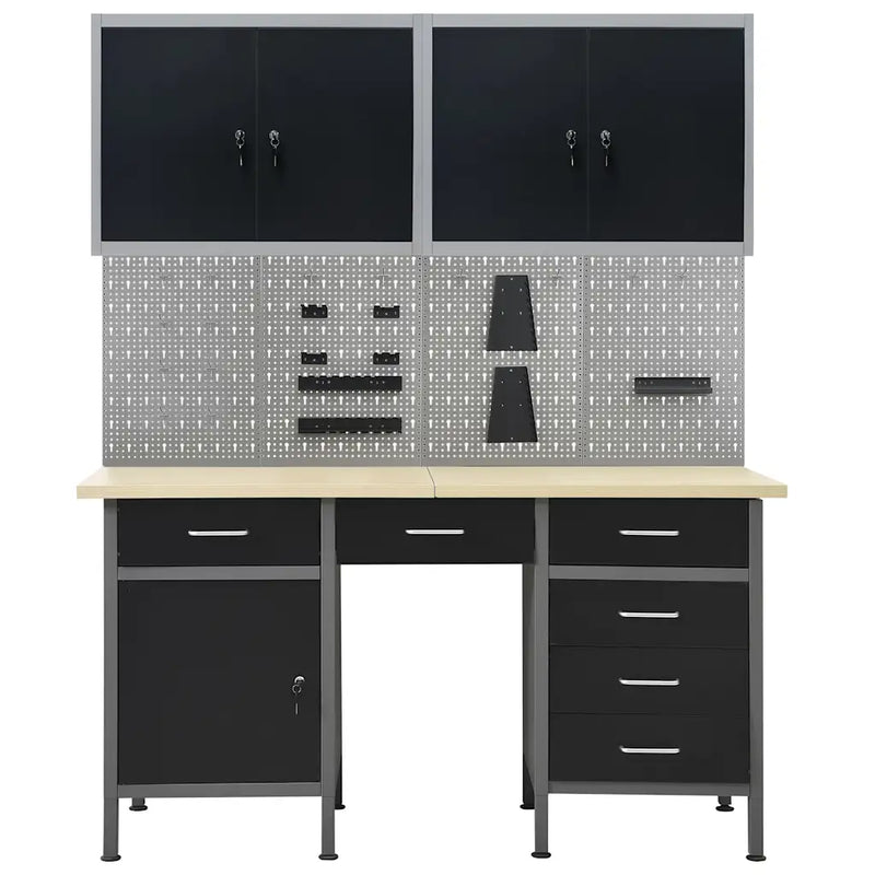 Workbench with Four Wall Panels and Two Cabinets