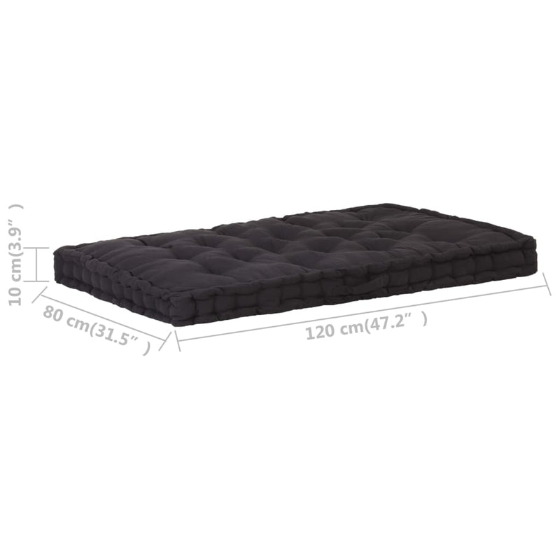 vidaXL Pallet Floor Cushions 2 pcs Cotton Black